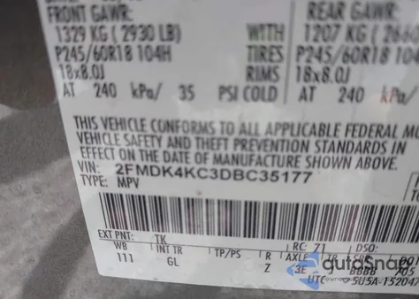 2013 Ford Edge Limited z USA, uszkodzony, nr VIN 2FMDK4KC3DBC35177